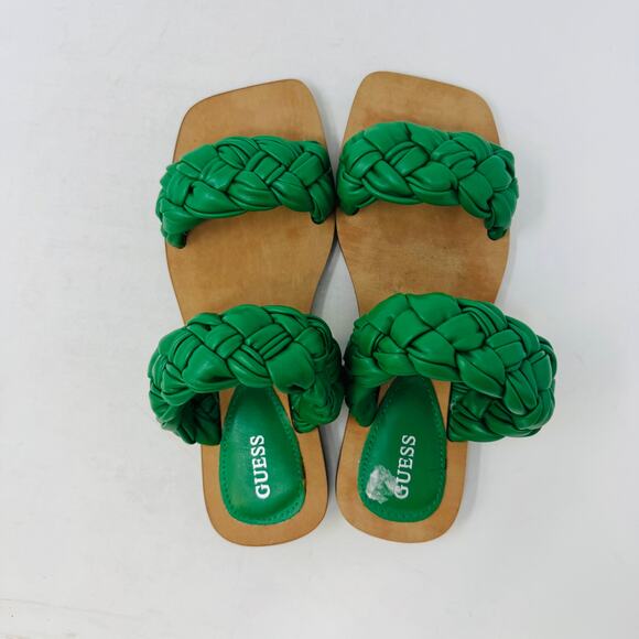 GUESS Green Braided Double Strap Flat Sandals – Size 6.5 - Picture 8 of 11